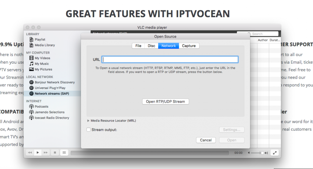 IPTVocean su VLC per abbonamento iptv